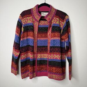 Inka Tradition S/M Baby Alpaca Button Front Cardigan Aztec Colorful Southwestern